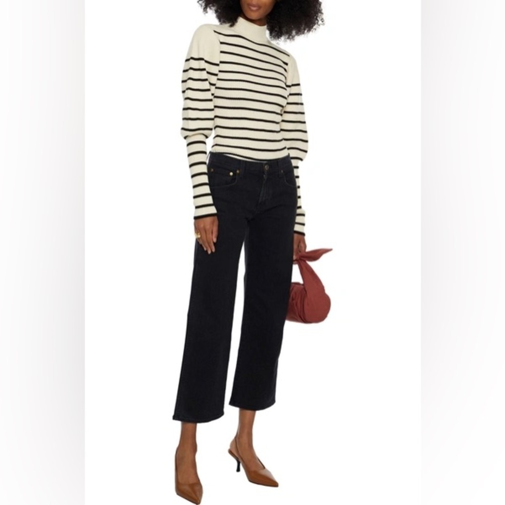 Khaite Joanne Striped Wool Puff Sleeve Sweater